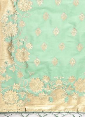 Women Mint Green Color Woven Traditional Dupatta 2