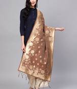 Women Brown Color Woven Traditional Dupatta