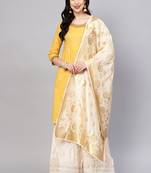 Women Off White Color Woven Traditional Dupatta
