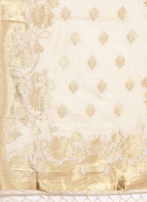 Women Off White Color Woven Traditional Dupatta 2