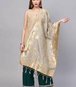 Women Silver Color Woven Traditional Dupatta