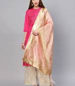 Women Baby Pink Color Woven Traditional Dupatta