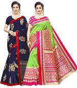 Combo Of 2 Poly Silk  Multicolor Printed Women's Saree