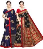 Combo Of 2 Poly Silk  Multicolor Printed Women's Saree