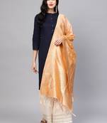 Women Light Orange Color Woven Banarasi Dupatta