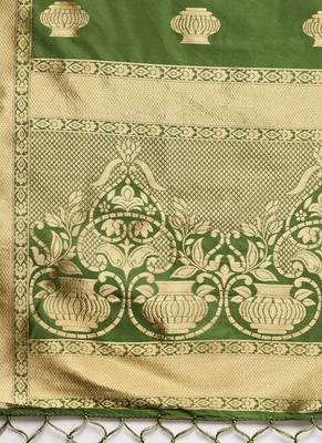 Women Green Color Woven Banarasi Dupatta 2