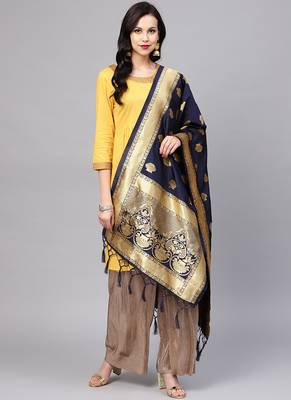 Women Dark blue Color Woven Banarasi Dupatta 1