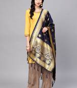 Women Dark blue Color Woven Banarasi Dupatta