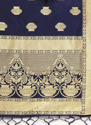 Women Dark blue Color Woven Banarasi Dupatta 2
