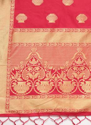 Women Pink Color Woven Banarasi Dupatta 2