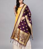 Women purple Color Woven Banarasi Dupatta