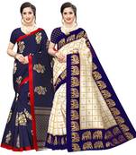 Combo Of 2 Poly Silk  Multicolor Printed Women's Saree