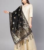 Women Black Color Woven Banarasi Dupatta
