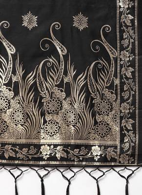 Women Black Color Woven Banarasi Dupatta 2