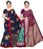 Combo Of 2 Poly Silk  Multicolor Printed Women's Saree