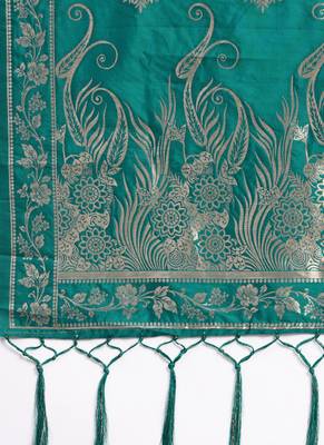 Women Green Color Woven Banarasi Dupatta 2