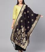 Women Black Color Woven Banarasi Dupatta