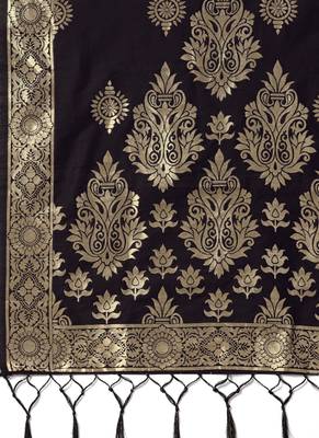 Women Black Color Woven Banarasi Dupatta 2