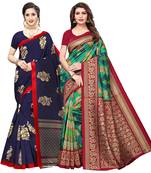 Combo Of 2 Poly Silk  Multicolor Printed Women's Saree