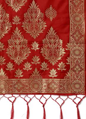 Women Red Color Woven Banarasi Dupatta 2