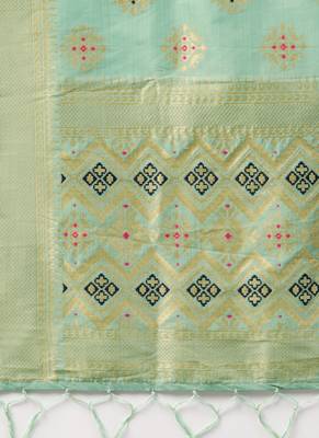 Women Sea Green Color Woven Banarasi Dupatta 2
