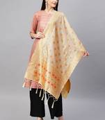 Women Cream Color Woven Banarasi Dupatta