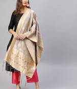 Women Light Grey Color Woven Banarasi Dupatta