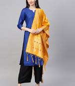 Women Mustard Color Woven Banarasi Dupatta