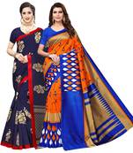 Combo Of 2 Poly Silk  Multicolor Printed Women's Saree