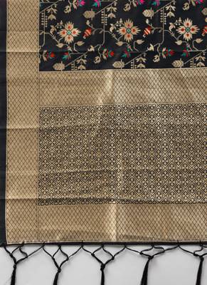 Women Black Color Woven Banarasi Dupatta 2