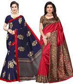 Combo Of 2 Poly Silk  Multicolor Printed Women's Saree