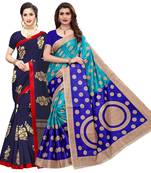 Combo Of 2 Poly Silk  Multicolor Printed Women's Saree