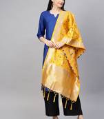 Women Yellow Color Woven Banarasi Dupatta