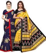 Combo Of 2 Poly Silk  Multicolor Printed Women's Saree