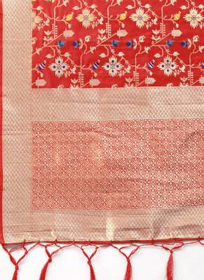 Women Red Color Woven Banarasi Dupatta 2