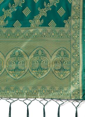 Women green Color Woven Banarasi Dupatta 2