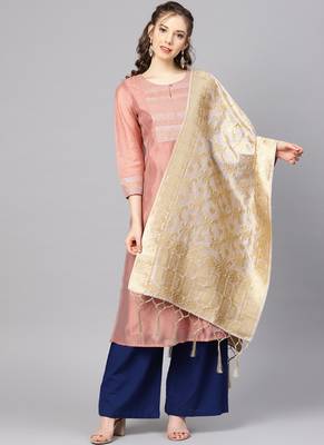 Women Grey Color Woven Banarasi Dupatta 1