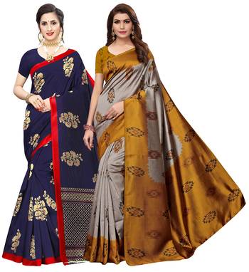 Combo Of 2 Poly Silk  Multicolor Printed Women's Saree 1