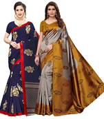 Combo Of 2 Poly Silk  Multicolor Printed Women's Saree