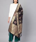 Women Black Color Woven Banarasi Dupatta