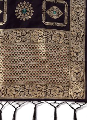 Women Black Color Woven Banarasi Dupatta 2