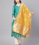 Women Yellow Color Woven Banarasi Dupatta