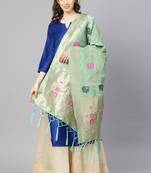 Women Sea Green Color Woven Banarasi Dupatta