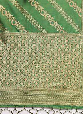 Women Light Green Color Woven Banarasi Dupatta 2