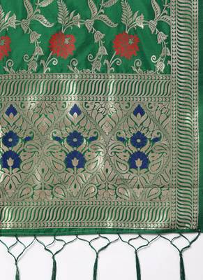 Women Green Color Woven Banarasi Dupatta 2