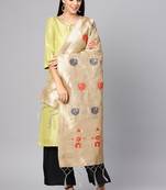 Women Light grey Color Woven Banarasi Dupatta