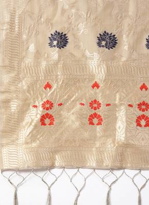 Women Light grey Color Woven Banarasi Dupatta 2