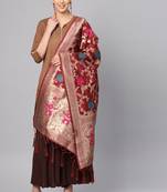 Women Maroon Color Woven Banarasi Dupatta