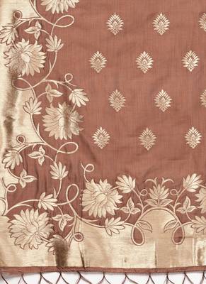 Women Brown Color Woven Traditional Dupatta 2
