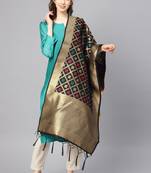 Women Black Color Woven Banarasi Dupatta